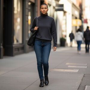 Chic Dark Gray Merino Wool Sweater